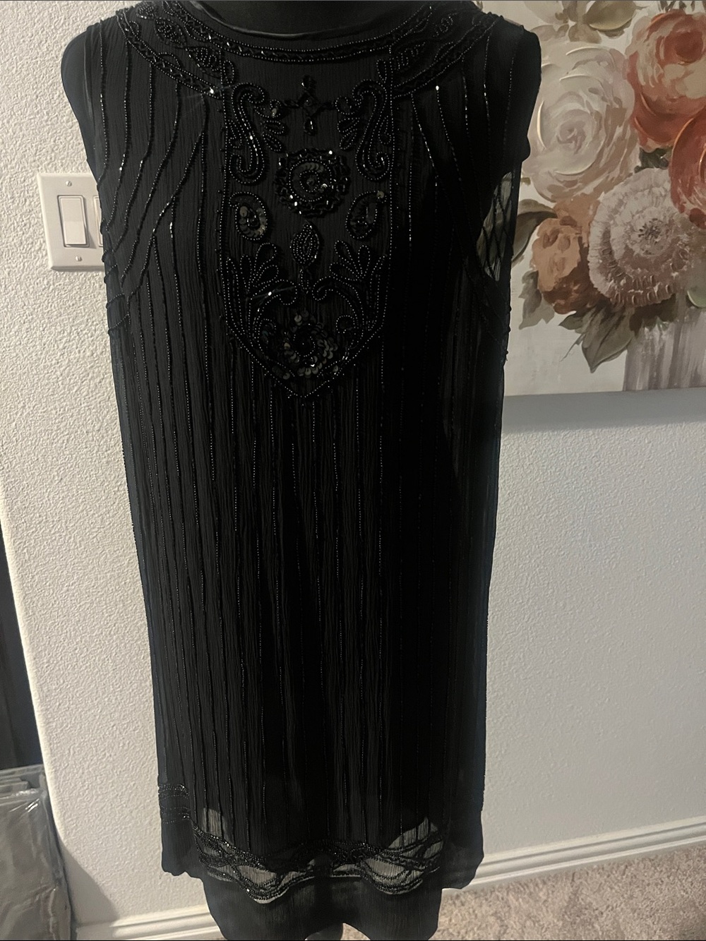 Banana Republic size 8 petite Black Beaded Sleeveless Evening Dress